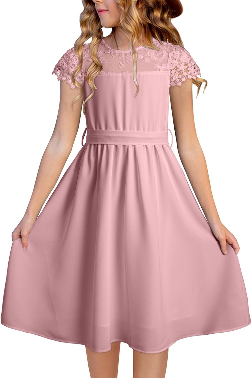 blibean Girls Summer Flower Dresses Semi Formal Lace Wedding Dress Size 6-15 Years