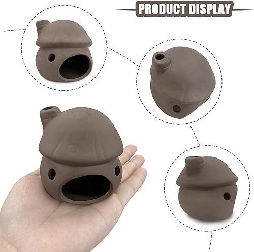 Miniatura 9 de WishLotus Decoración de cueva de acuario, decoración duradera de cerámica para pecera, casa de hongos, cueva oculta para peces y camarones y