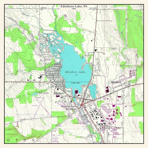 1991 Map of Edinboro Lake Erie County Pennsylvania