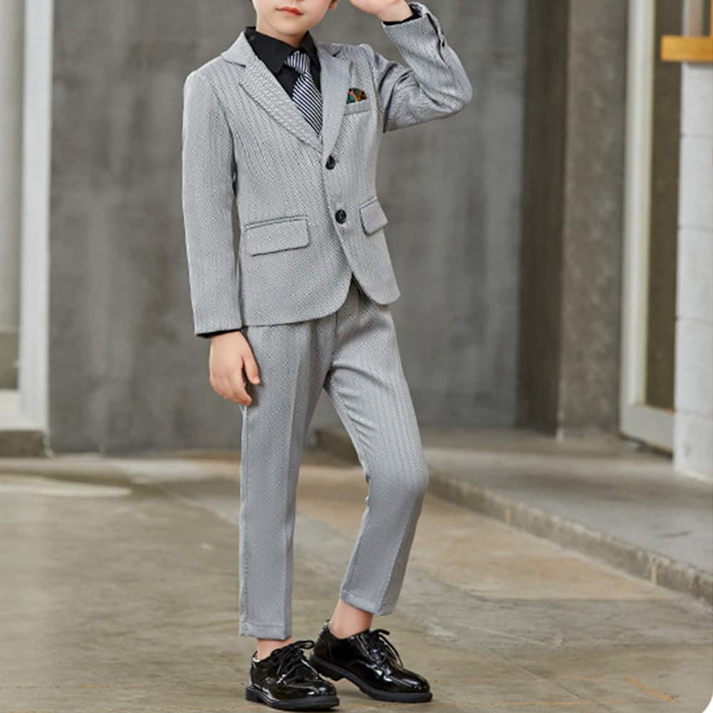 GUOCU Ropa Ninos,Traje de Boda para Niño Caballero Esmoquin Traje Formal de Ceremonia Graduación Bautizo Trajes de Ajustado Chicos Conjunto de Camisa Chaqueta Chaleco Pantalón Pajarita/Corbata