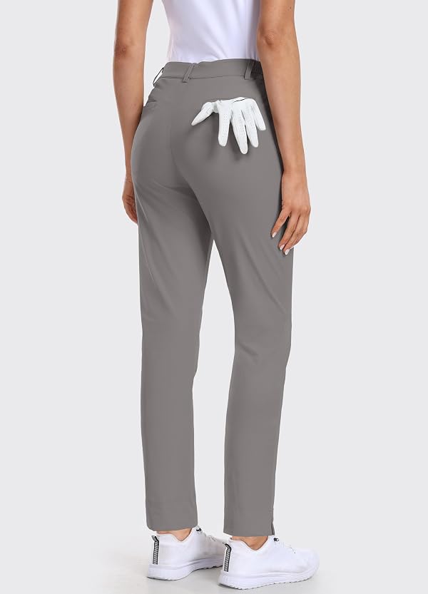 Hiverlay Womens Golf Pants Stretch Work Ankle Pants with Pockets Quick Dry Straight Business Casual Hiking Pants Gray-l by Hiverlay - Image 4
