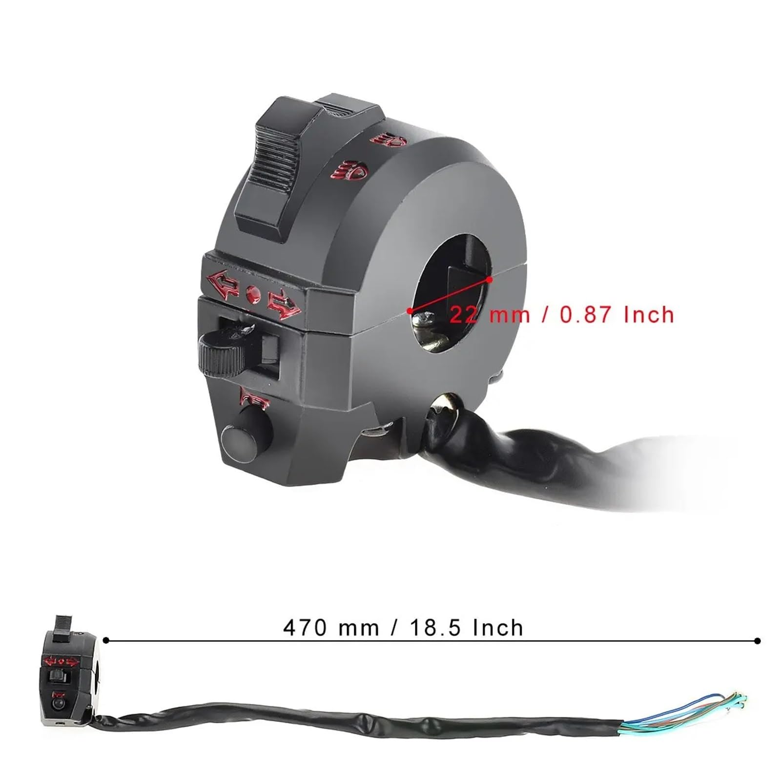 Interruttore Manubrio Interruttore Manubrio Moto Set Di Controlli 1 Paio Controllo Clacson Lato Sinistro E Destro Interruttore Luce Abbagliante/anabbagliante 22mm 7/8"