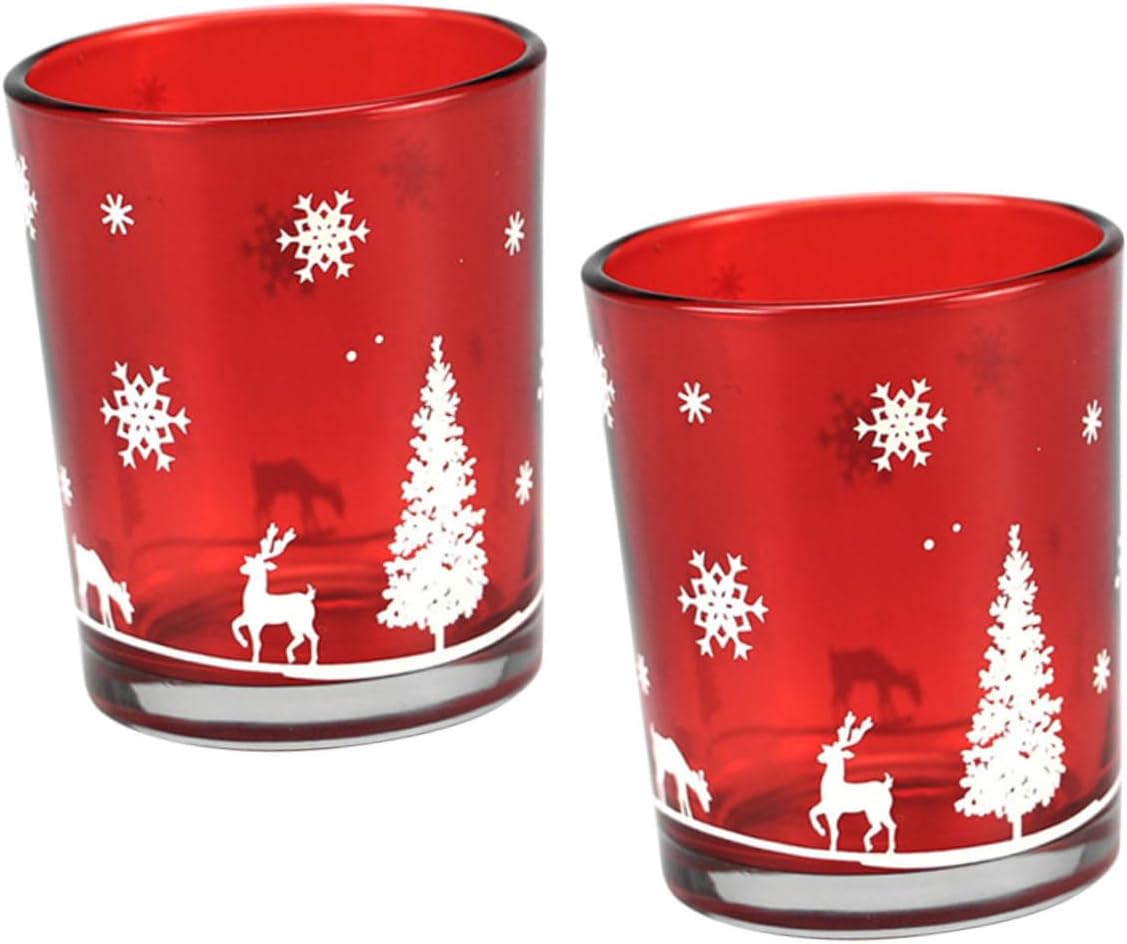 2Pcs Christmas Candle Holders Candle Cups for Scented Candles for Holiday Decor Goth Room Decor and Festive Home Accents