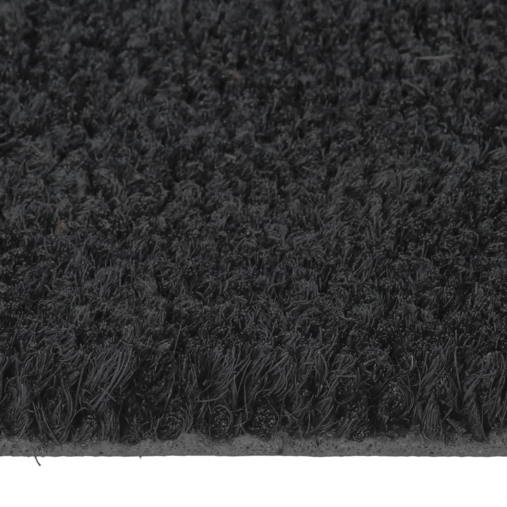 Paillasson semi-circulaire en fibre de coco - 50 x 80 cm - Noir - touffeté avec dessous antidérapant pour l'entrée - Durable et naturel - Pour l'intérieur et l'extérieur - Anti-saleté
