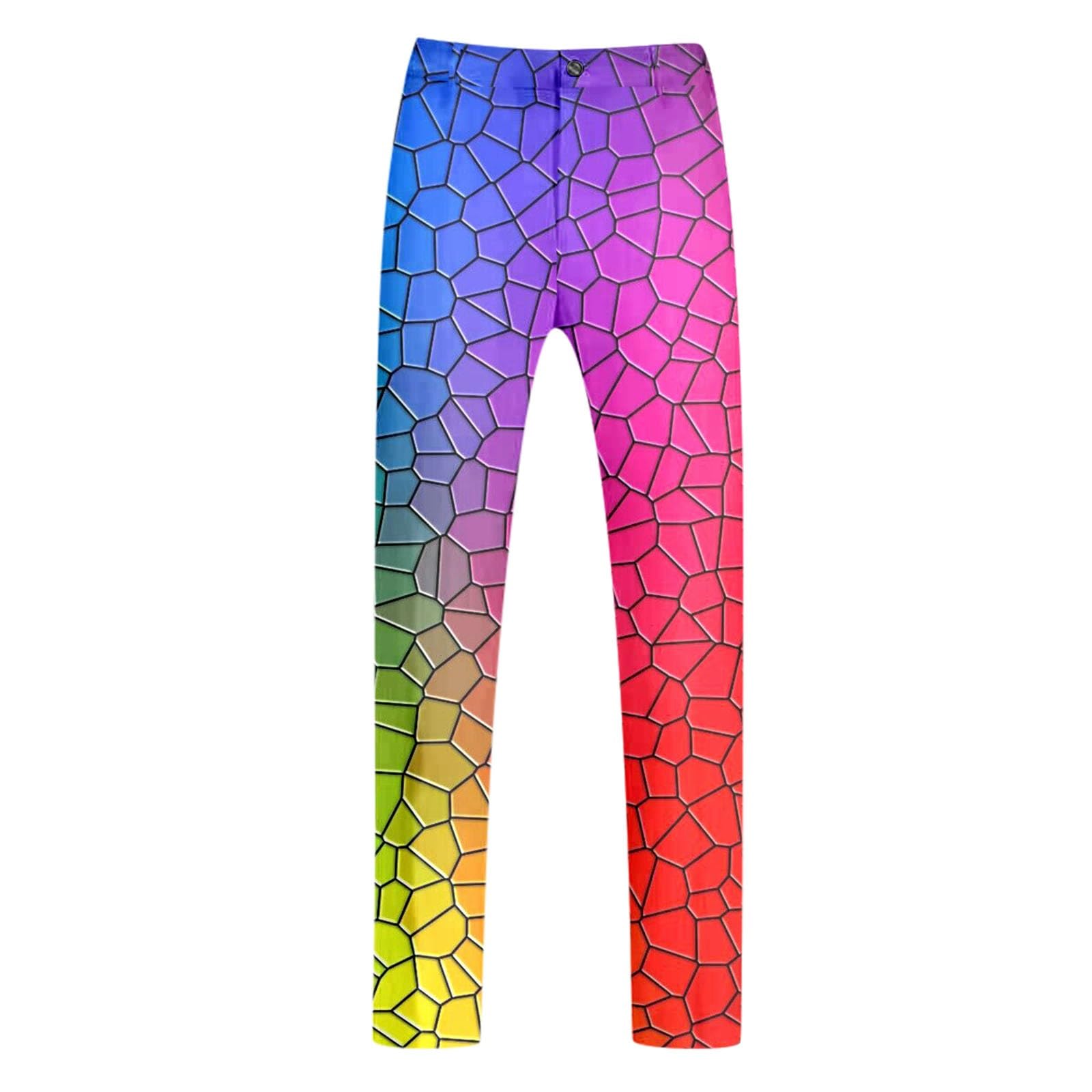 Herren Anzug 2 Teilig Slim Fit Herrenanzug Sakko Hose Knopf Smoking Anzug für Halloween Cosplay Karneval Fashion Outfit Männer Regenbogen Anzug