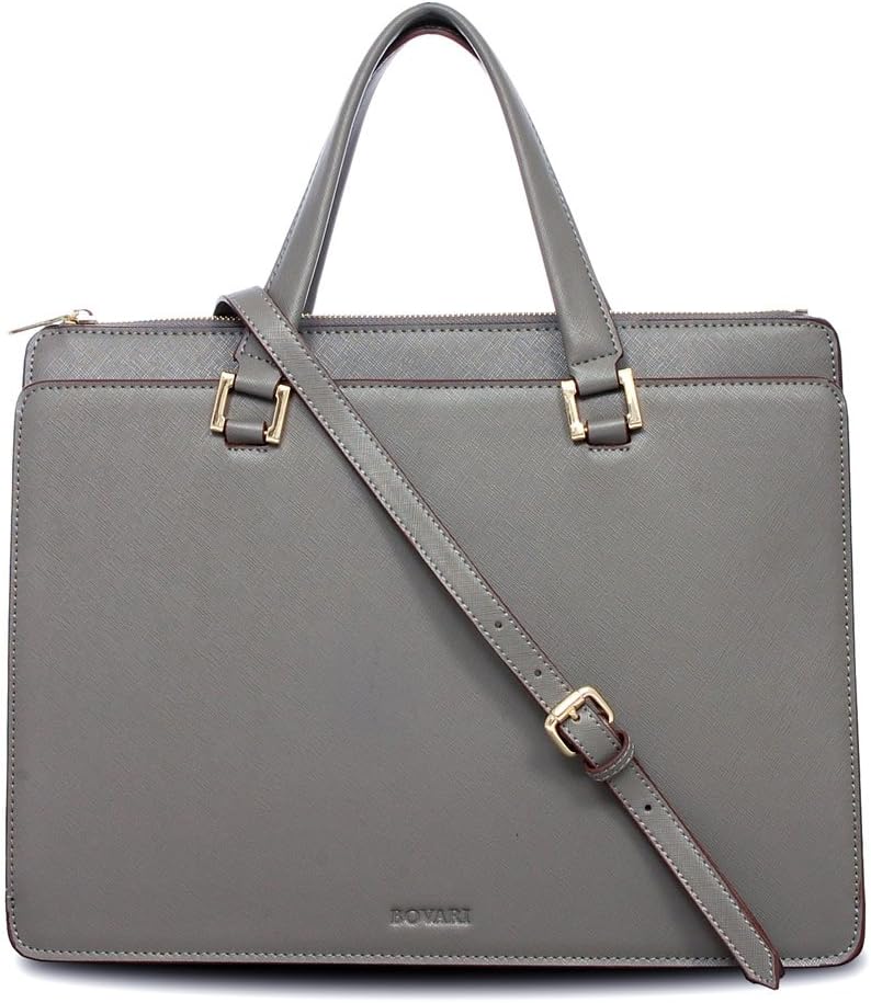 BOVARI Victoria bag handbag/shoulder bag - 39x29x13 cm - Saffiano leather - grey