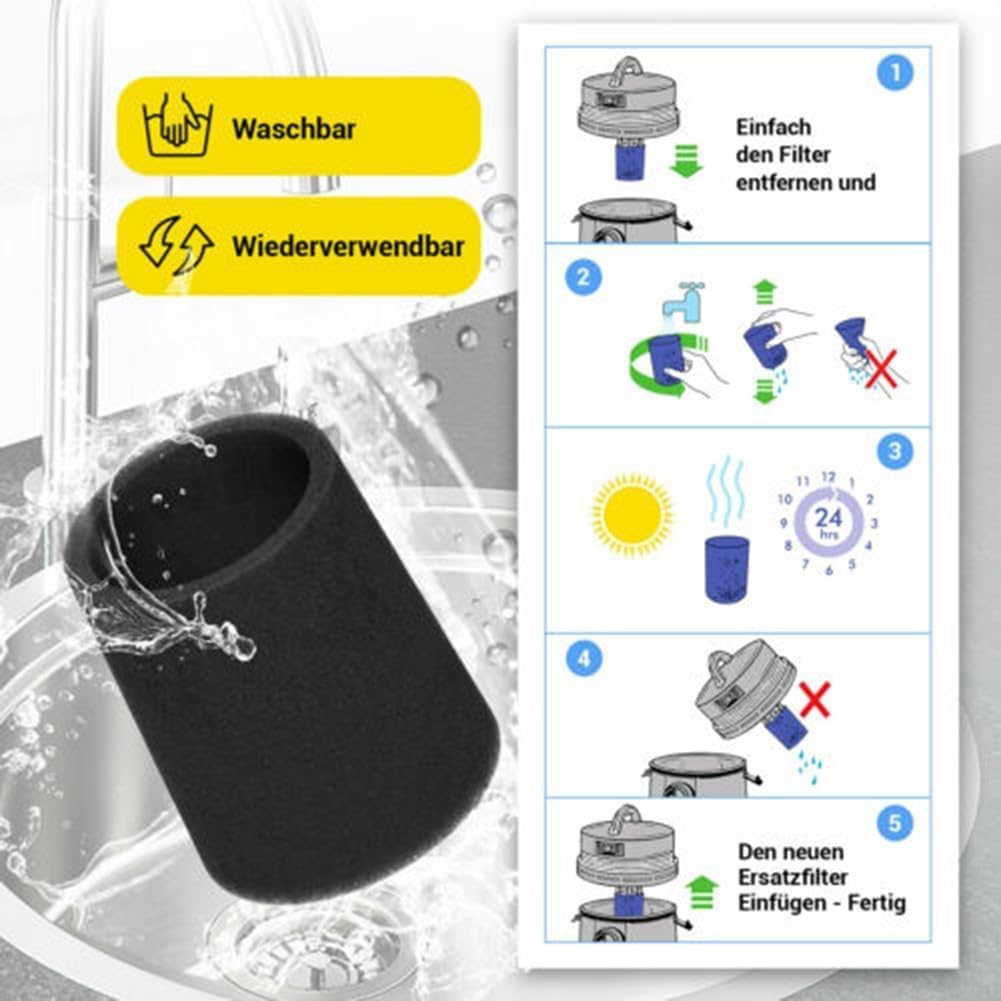 Wet Dry Vacuum Textile Filter Replacement for Lavor Models, High Efficiency Dust Extraction Accessory for Industrial Canister Cleaners