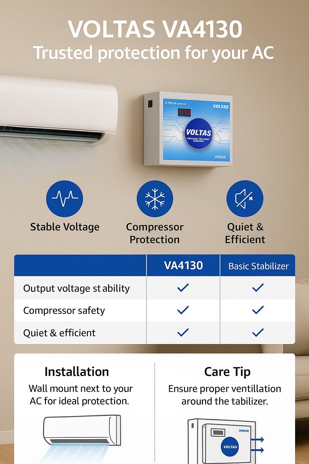 Voltas 4Kva Stabilizer - Protect Your AC! -2 Voltas 4Kva Stabilizer - Protect Your AC! -2