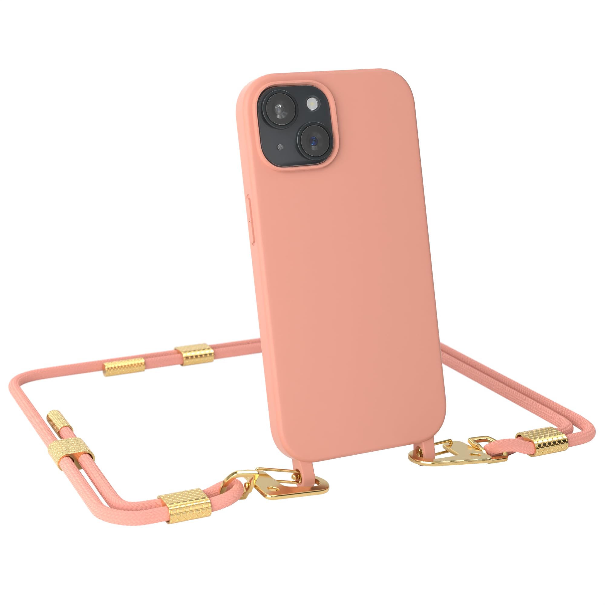 EAZY CASE Handykette mit Karabiner kompatibel mit iPhone 15 Handhülle Silikon Fallschutz