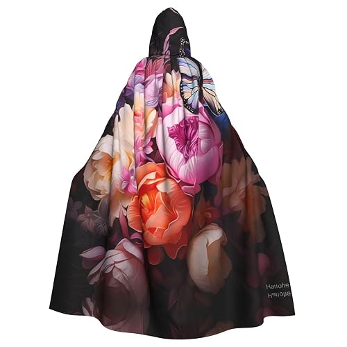 Butterflies And Fresh Bush Prints Hooded Cloak - Extra Large