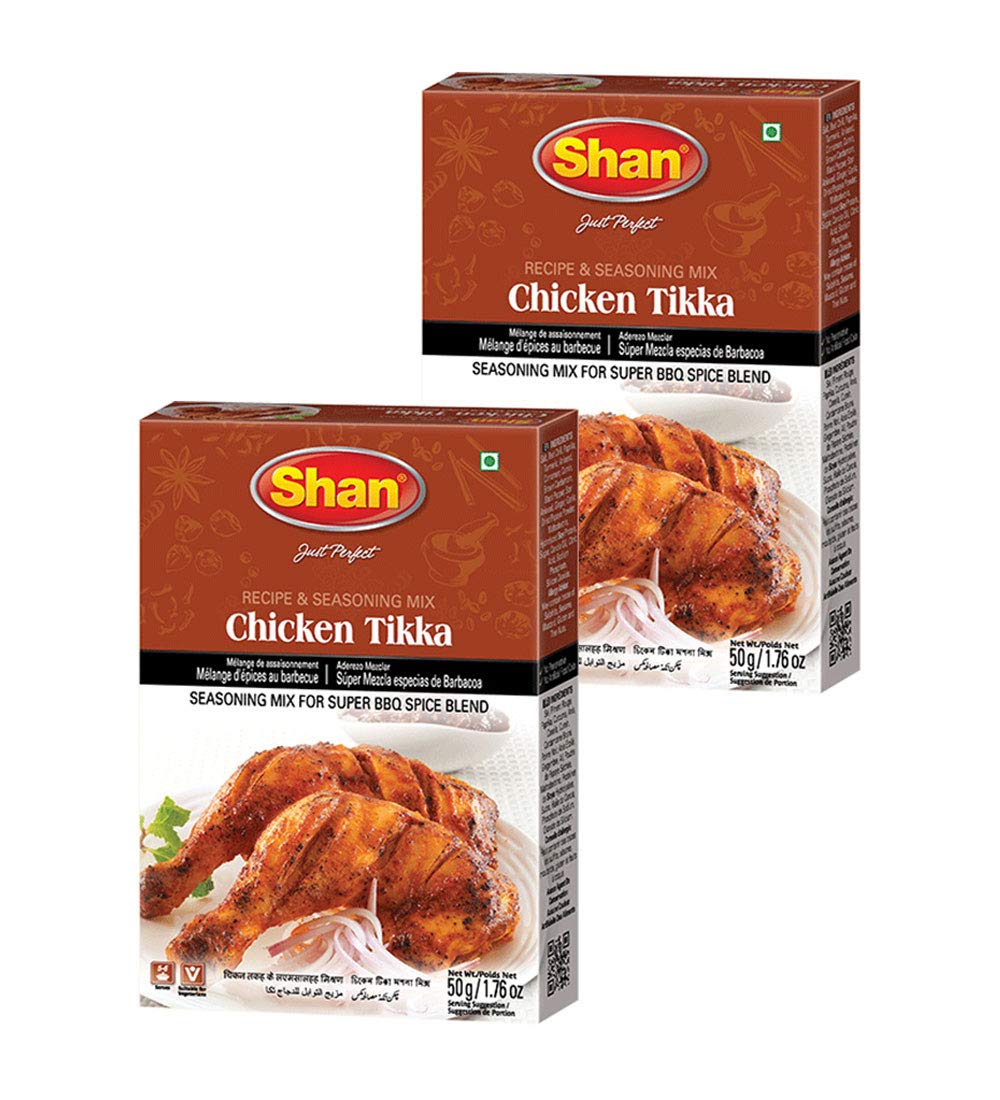 Shan Mezcla de recetas y condimentos de pollo Tikka, 1.76 oz (50 g) – Polvo de especias para mezclas de especias súper barbacoa, adecuado para