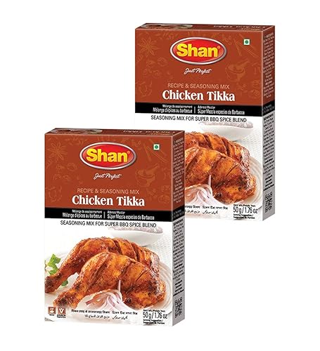 Shan Mezcla de recetas y condimentos de pollo Tikka, 1.76 oz (50 g) - Polvo de especias para mezclas de especias súper barbacoa, adecuado para