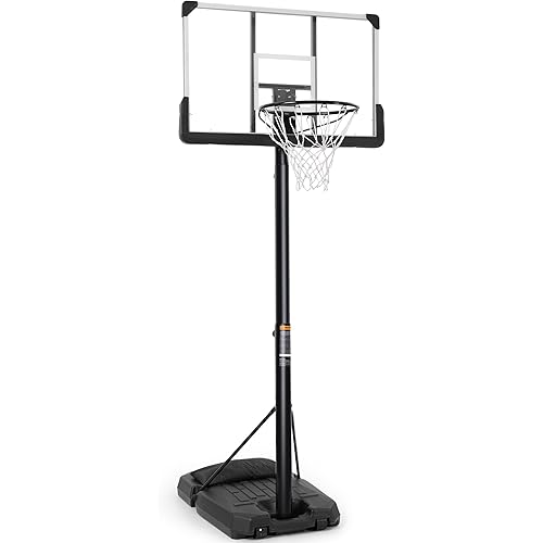 Basketball Hoop Outdoor 6.7FT-10FT Adjustable 44 Inch Backboard Portable Basketball Hoop Basketball Goal with Sandbag Basketball System Large Base and Wheels for Adults Youth in Backyard Driveway