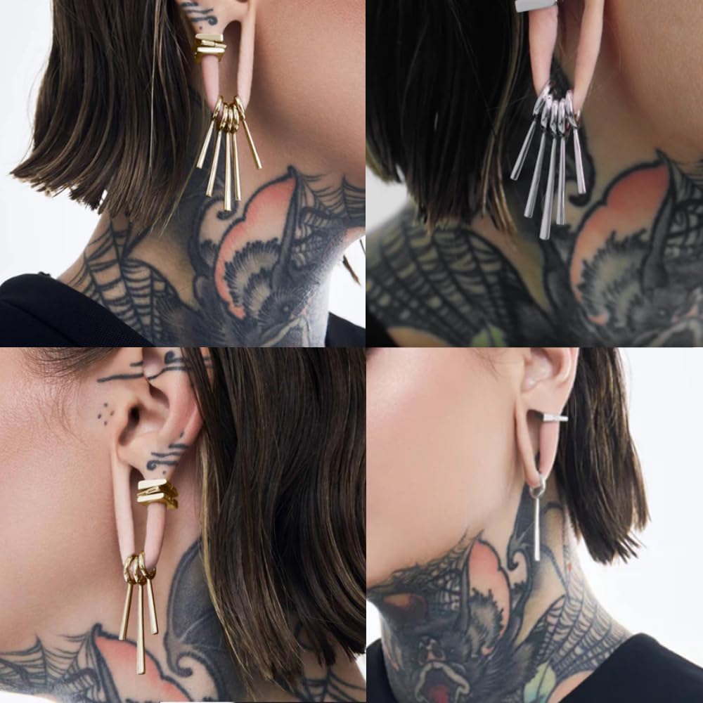 DOEARKO 10 PCS/5 PCS Ear Gauges Ear Cuff Stainless Steel Ear Clip Earrings Fake Cartilage Piercing Women Nose Rings Helix Cartilage Hoop Segment - Image 3