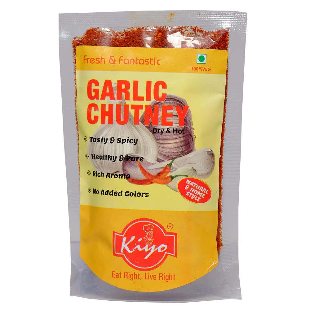 KIYO Combo Pack of Dry Garlic Chutney, Flaxseed & Til Chutney, Peanut Chutney & Hari-Peanut Chutney || Plant Based Alternatives || No Artificial Flavours & Colours Added || 100 gm Each (Pack of 4)