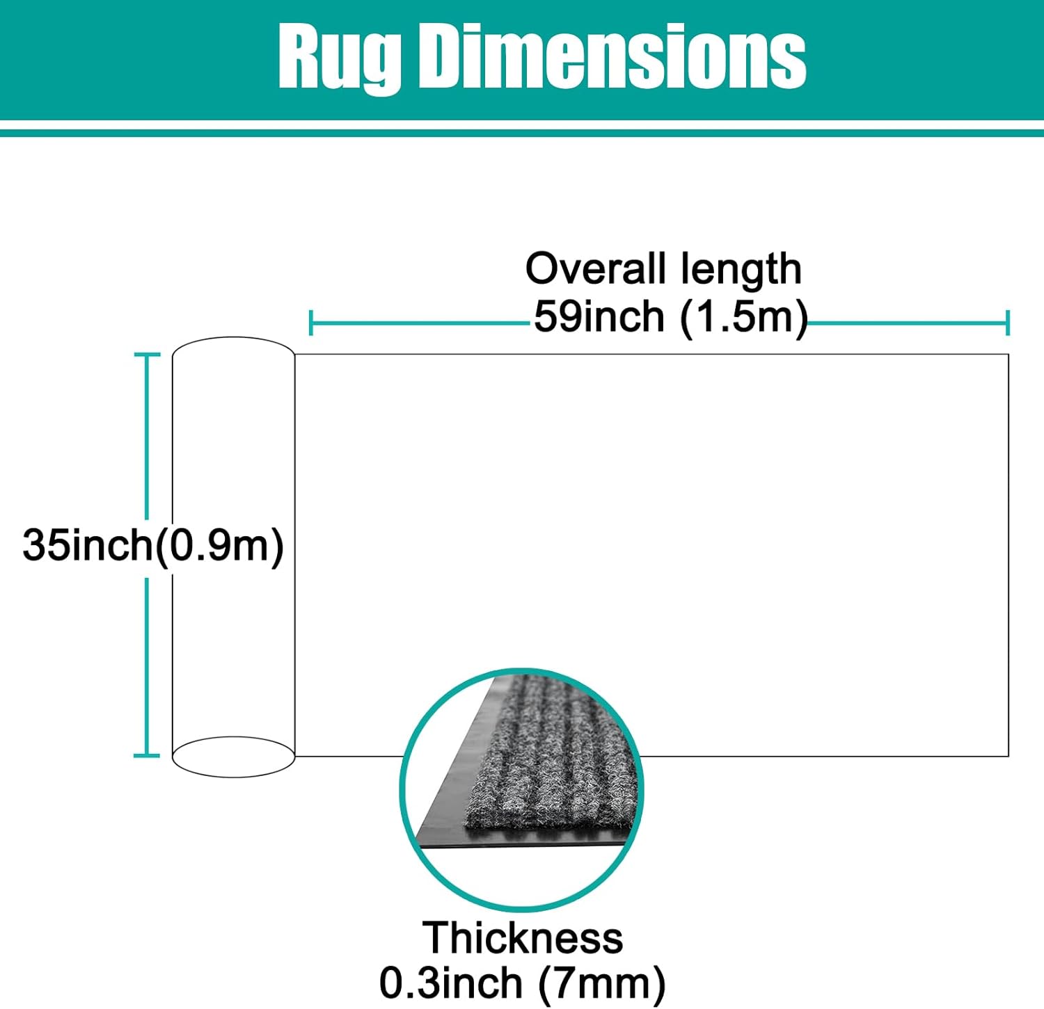 ITINA Front Door Mat Indoor Outdoor Entrance Mat 3' x 5' Heavy Duty Welcome Floor Mats for Entryway Home Patio Mud Room Absorbent with Non-Slip PVC Backing Grey