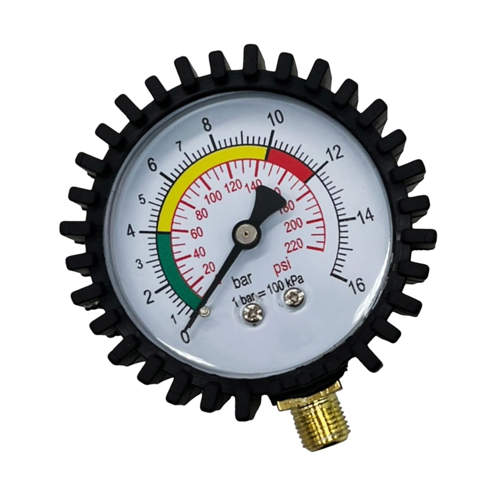 Easy Install Pressure Gauge 220Psi with Double Scale and 2.5% Accuracy Rating Vehicle Tire Air Pressure Gauge Rustproof Steel Measure