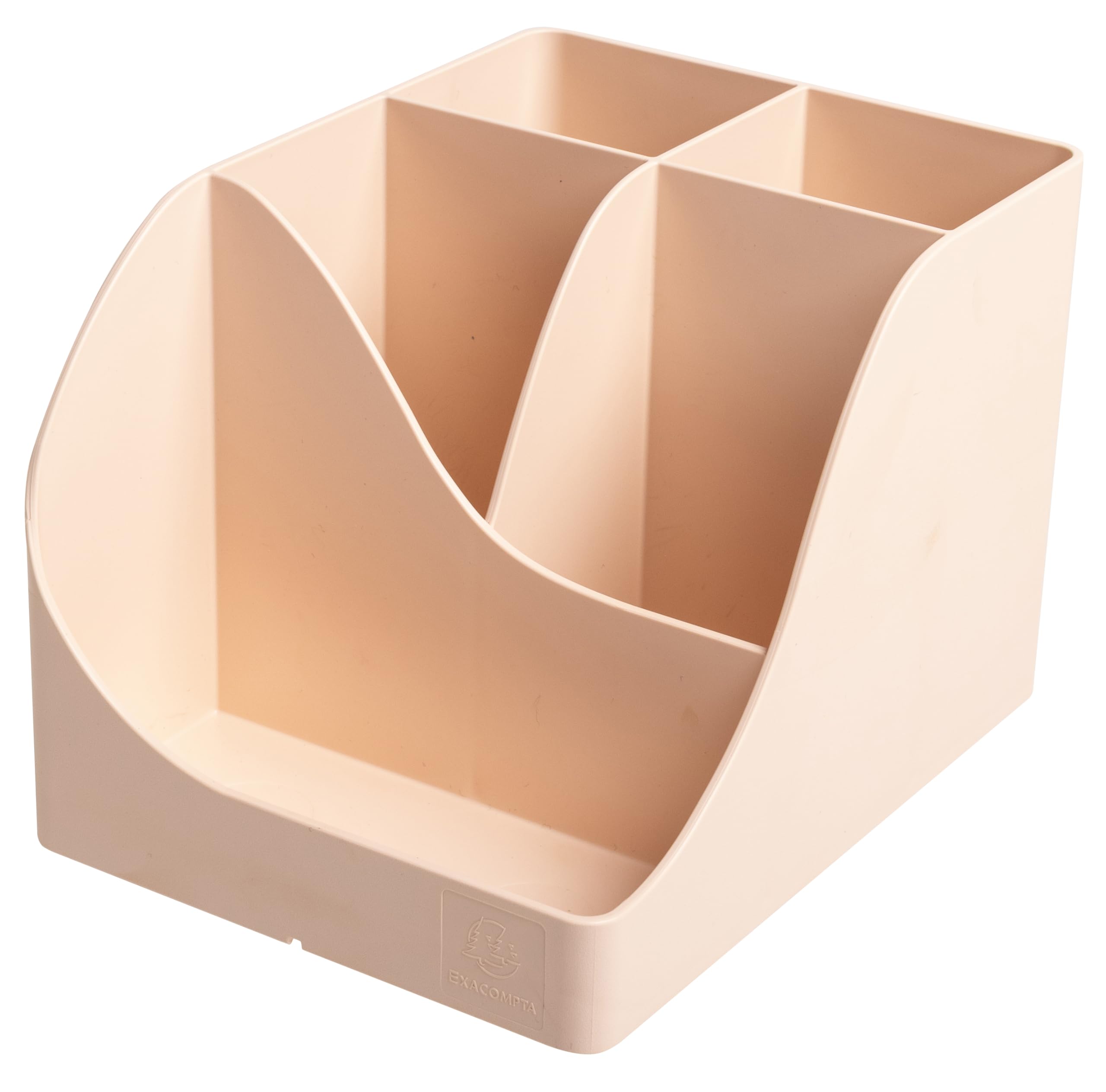 EXACOMPTA - Ref 69531D - Box of 4 Pen Wave Skandi Nude pencil pots - 5 compartments - 4 high compartments for large utensils and 1 bottom compartment for small utensils