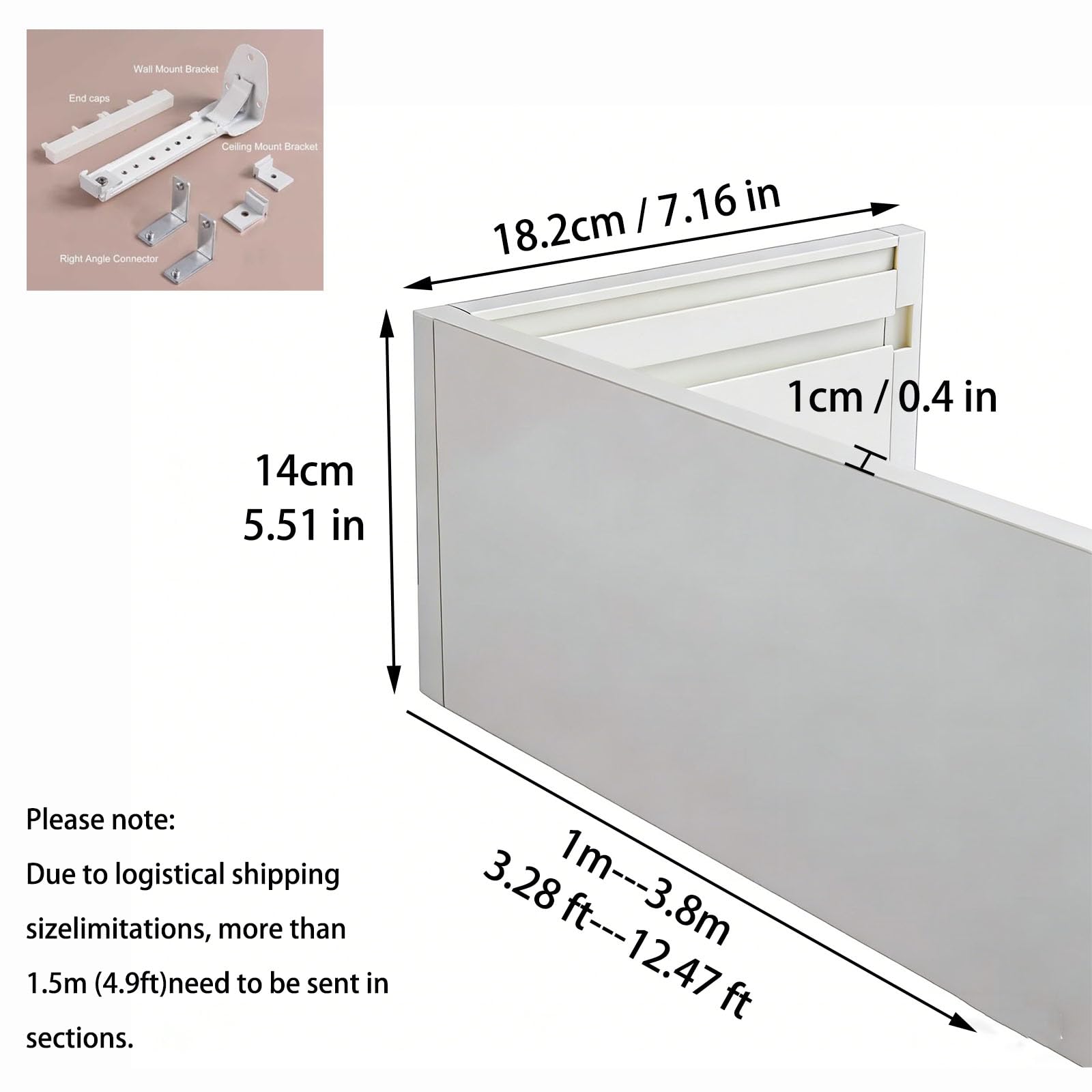 Bardzo długa zasłona zaciemniająca lambrekin, panel ze stopu aluminium, gzyms z falbaną do drążka pojedynczego/podwójnego drążka, 1,5 m, akcesoria do żaluzji pionowej