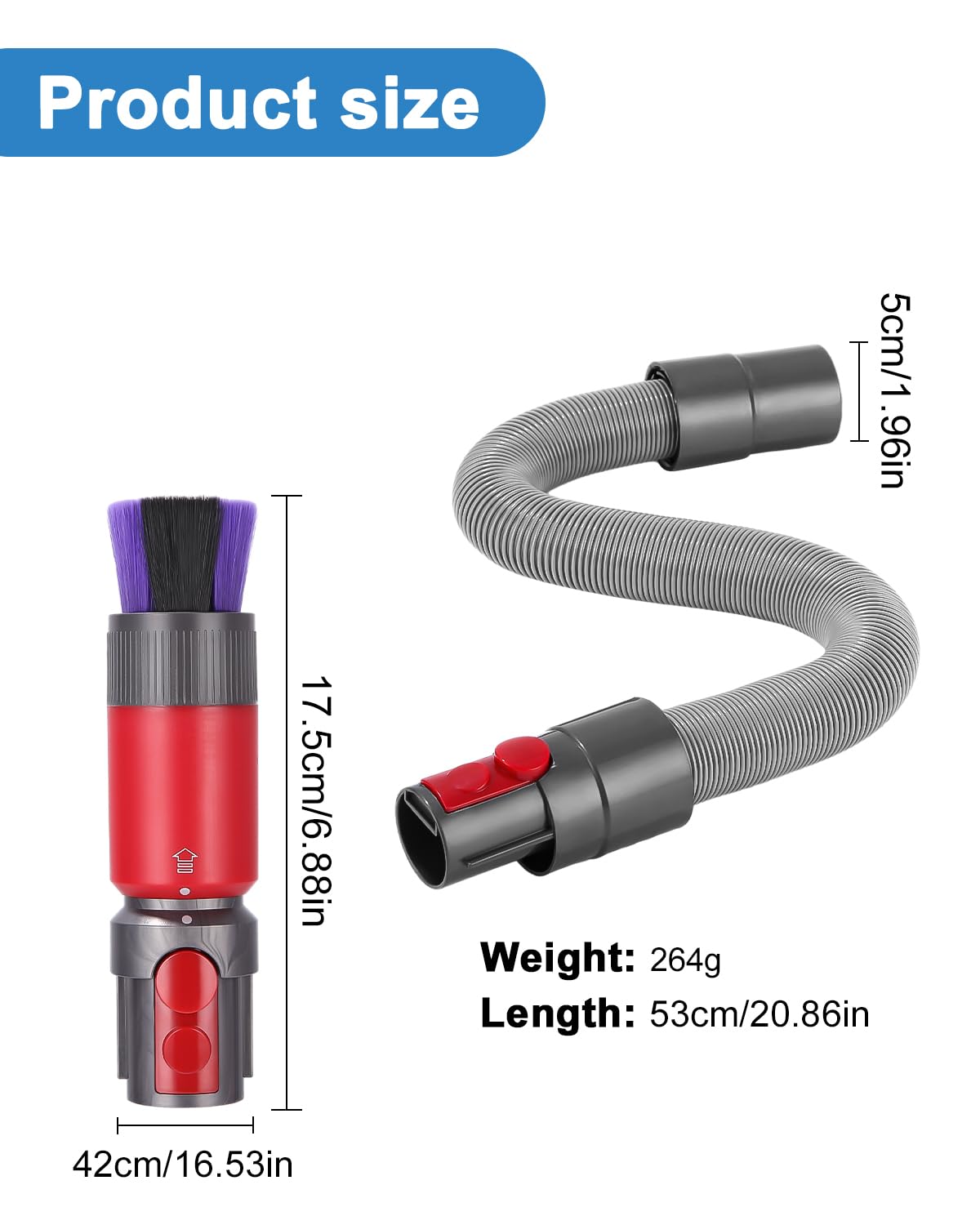 Szczotka do kurzu bez pozostałości, akcesoria do odkurzaczy,szczotka do kurzu bez zarysowań do V15/V8/V10/V11/V12, z elastycznym wężem skuteczne usuwanie kurzu,akcesoria zamienne