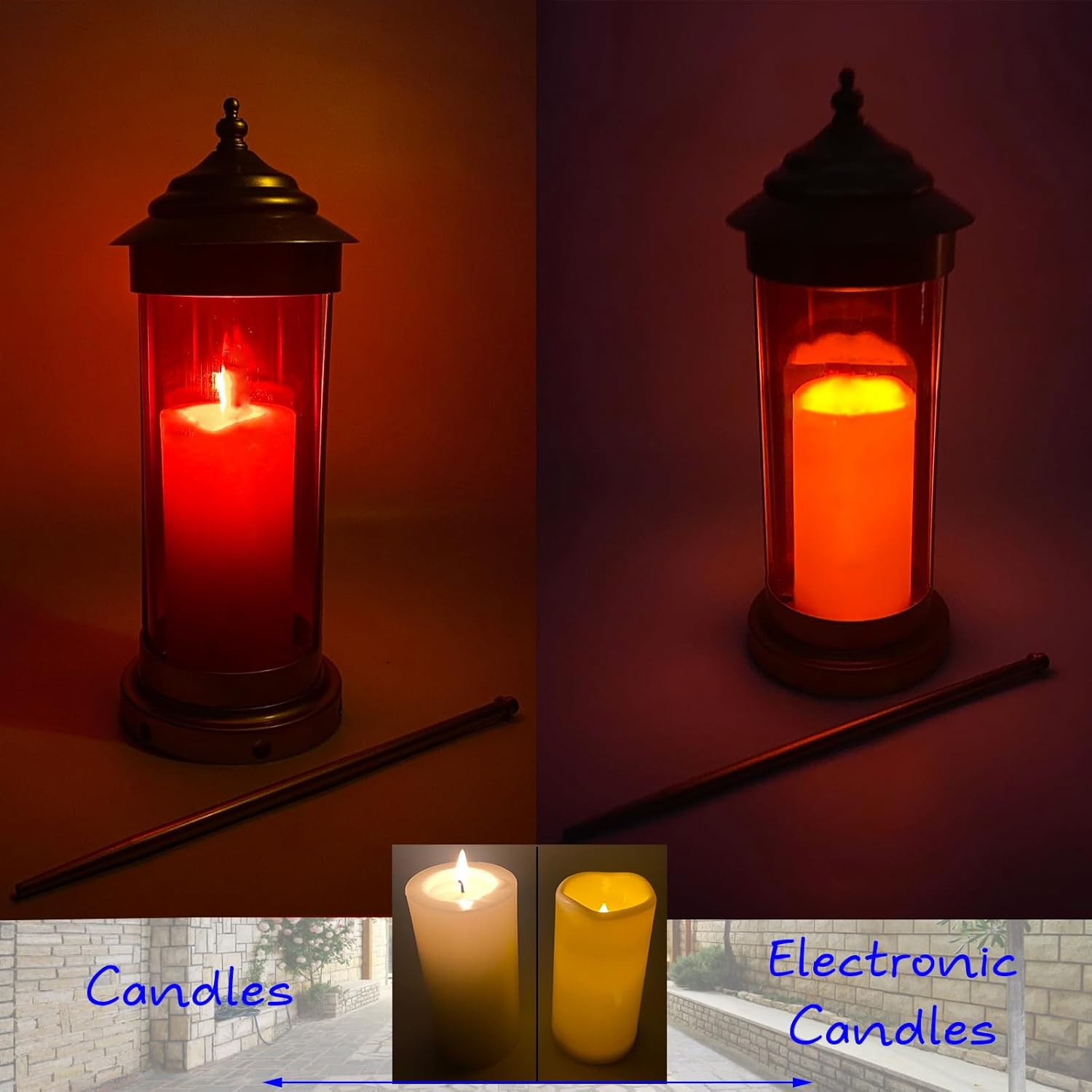 Grave Cemetery Decorations for Grave Cemetery Eternal Light Metal Memorial Lantern Candle Lamp with Candle Holder and 11.8 Inches Solid Garden Stakes - Image 5