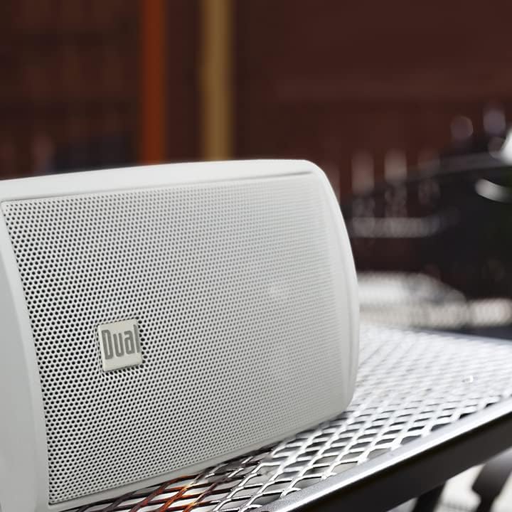 Dual Electronics LU43PW 3-Way High Performance Outdoor Indoor Speakers with Powerful Bass | Effortless Mounting Swivel Brackets | All Weather Resistance | Expansive Stereo Sound Coverage | Sold in Pairs, White