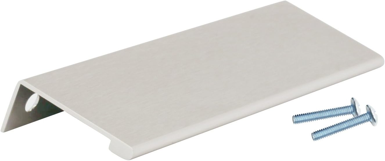 Rok Hardware 5-1/32 (128 mm) Modern Finger Edge Pull 5-13/16 Length Aluminum Metal Brushed Stainless Steel Finish Home Kitchen Door Drawer Cabinet Handle P8989128SS (2, Brushed Stainless Steel)