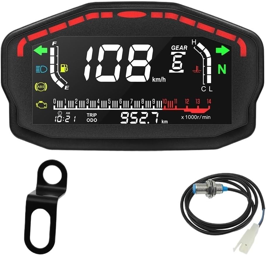 Motorcycle Odometer Gauge LED Motorcycle Dashboard Tachometer Digital Odometer For For 2,4 Cylinders
