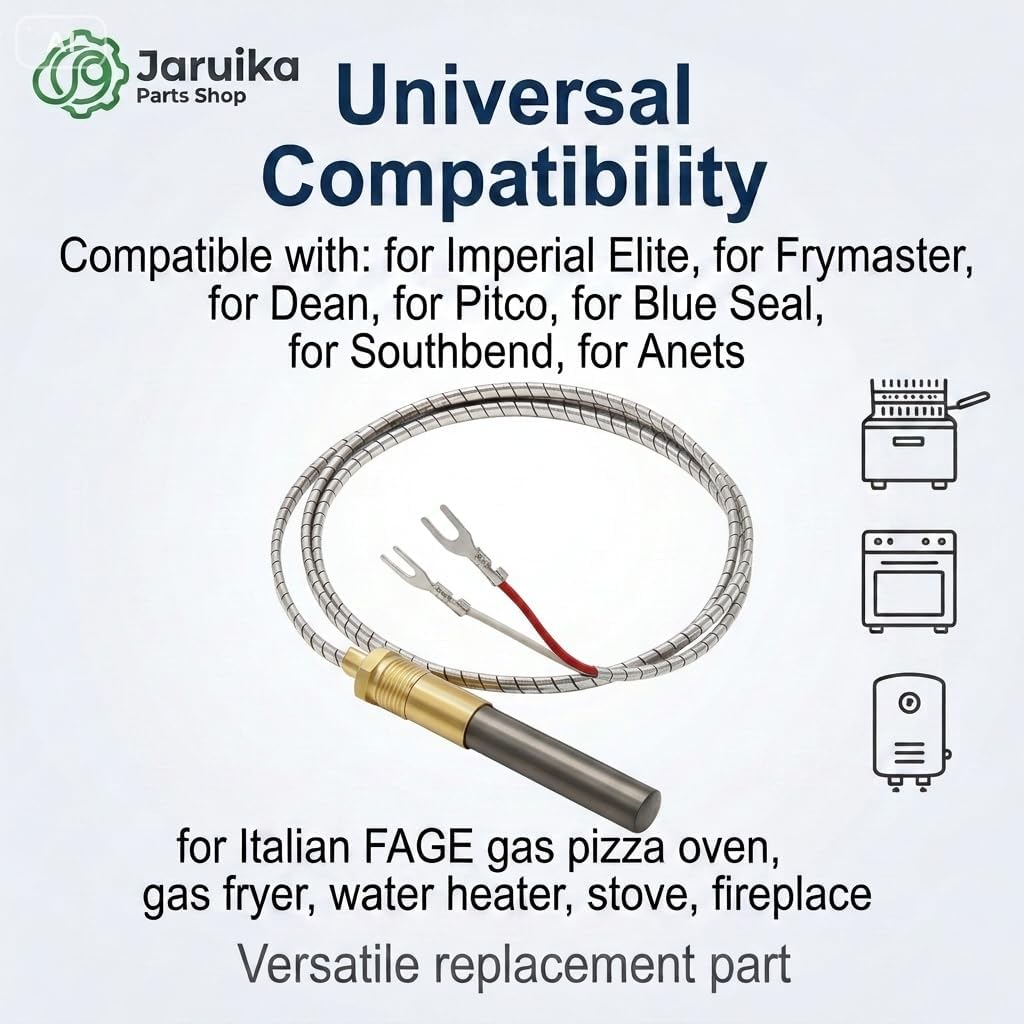 Thermopile for Gas Fryer 36 Inch 5PCS, 750℃ Temperature Resistance Thermopile Generator, 750 MV Aluminum Thermocouple Replacement Part for Pitco 60125501 & Gas Fireplace/Gas Water Heater/Oven