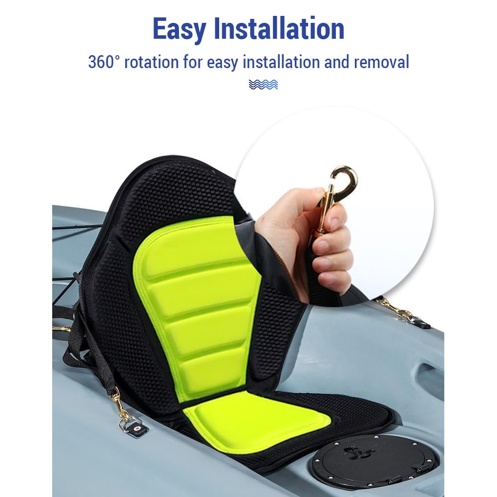 Asiento de kayak de EVA verde ajustable con bolsa de almacenamiento opcional, diseño ergonómico, 50,5 x 45 x 30,5 cm, 1000 g/1150 g