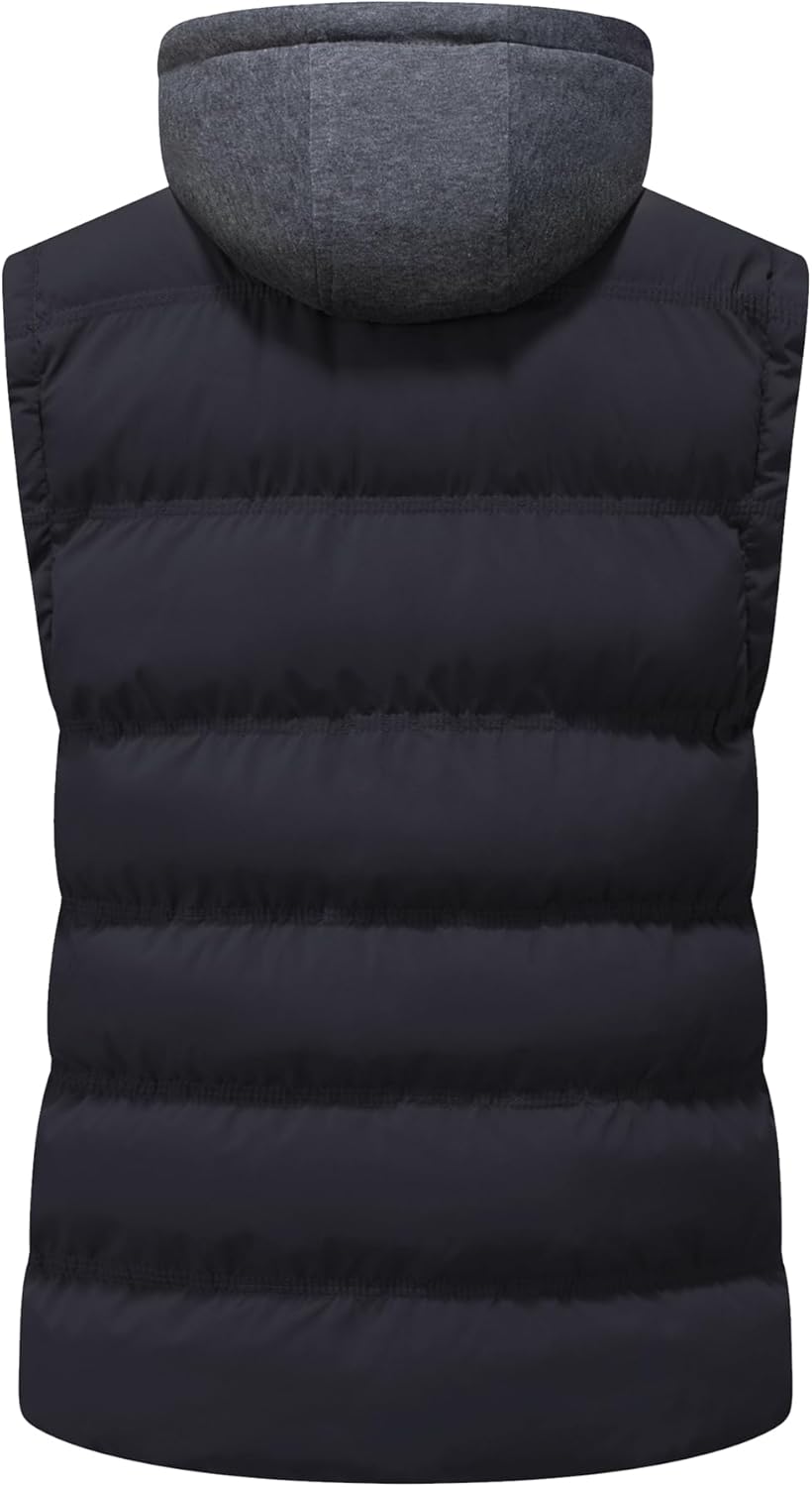 KVE Men's Warm Winter Hooded Vest Padded Puffer Vest - Image 9