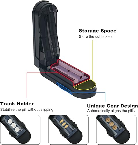 Miniatura 3 de Cortador de pastillas para pastillas pequeñas y pequeñas, cortadores de pastillas ajustables para tabletas pequeñas, corta con precisión varias
