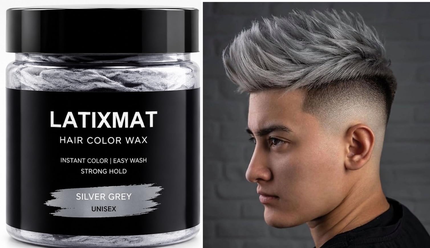 Hair Colour Wax Silver Grey Unisex Temporary Dye | Instant Colour, Strong Hold, Easy Wash Out, Temporary Styling, Men & Women-image-15
