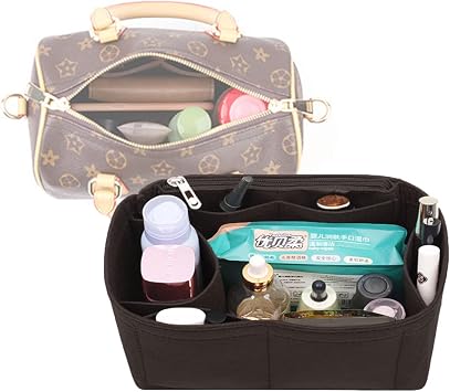 Lckaey Purse Organizer Insert Fit LV Speedy 20 Tote Felt Organizer Bag Shaper Y061black-S