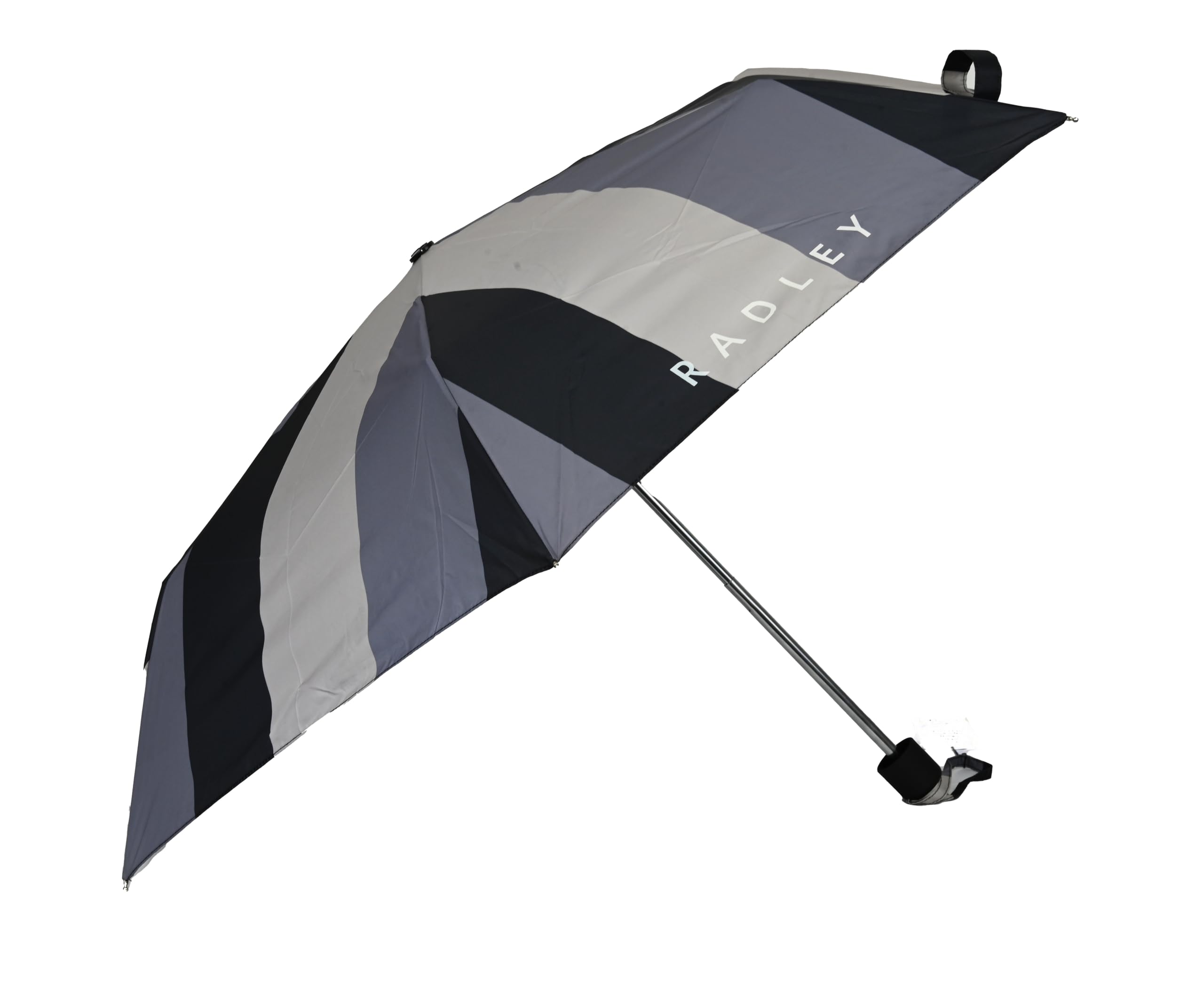 Radley Women's Black London Responsible Foldaway Telescopic Umbrella Tavistock Stripe In & Grey