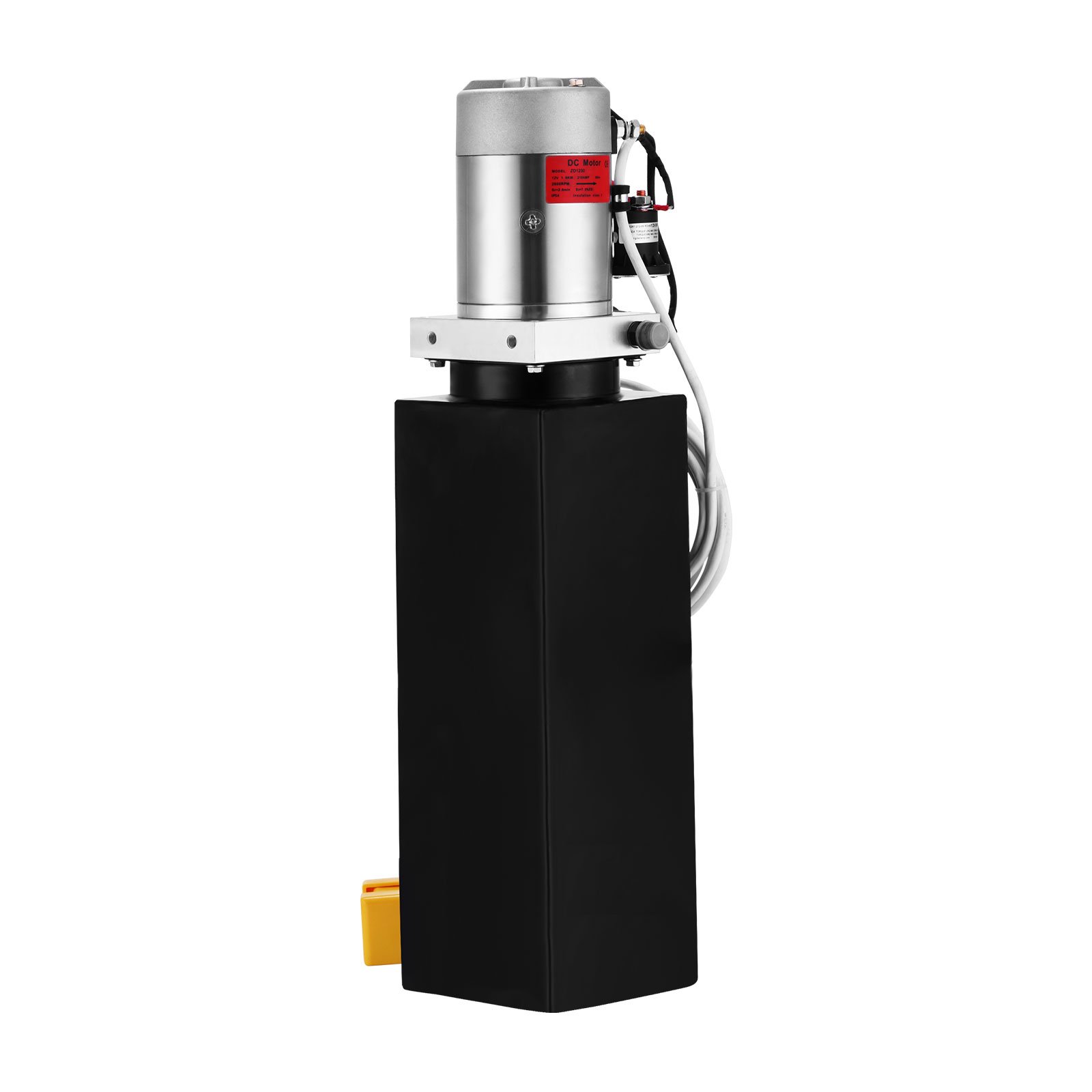 12V Bomba Hidráulica 1.6KW Bomba Hidráulica con Tanque de Combustible Metal Bomba Hidráulica de Acción Simple Hydraulic Pump para Elevación de Vagón Remolque Volquete (10L)