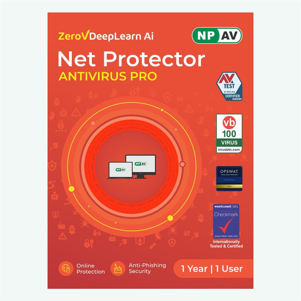 Net Protector Antivirus - Pro 2026 | Windows PC/Laptop | 1 Year - 1 PC with ZeroVDeepLearn Ai (Email Delivery in 1 Hour - No CD)