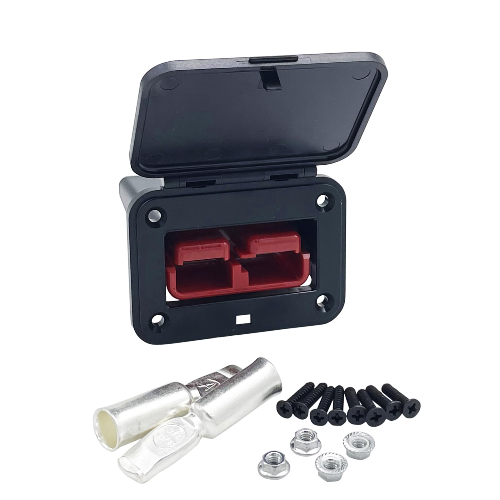 175A Plug Mounting Panel with Cover for Anderson SB175 Connectors Flush Mount Recessed Plate (Red-1pc)