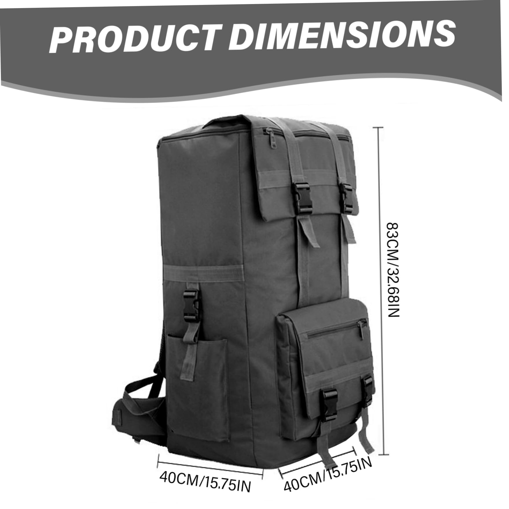 Wanderrucksack, 120 l großer Jagdrucksack, wasserdichter Oxford-Stoff, Camping, reißfest, 32, 68 x 15, 75 x 15, 75 Molle-Tagesrucksack für Reisen