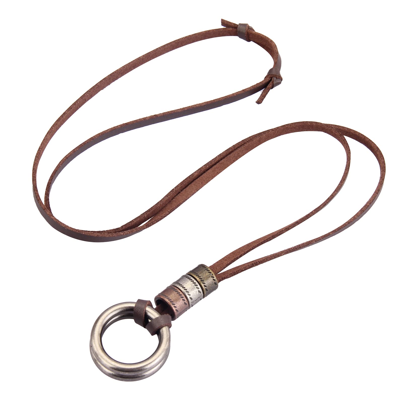 Collar de cordón de cuero, cadena multicapa con dije de madera, joyas vintage, bohemio, collar largo para usar con suéter, para mujeres y hombres, Cuero sintético, No es una piedra 8