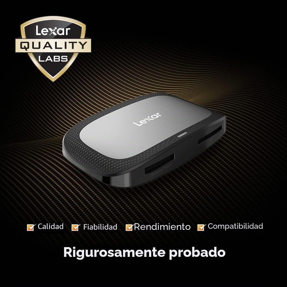 Lexar Lector Profesional CFexpress Tipo A/SD USB 3.2 Gen 2, diseñado para Tarjetas CFexpress Tipo A y SD UHS-II, velocidades de Transferencia USB de Alta Velocidad de 10 Gbps (LRW530U-RNBNG)