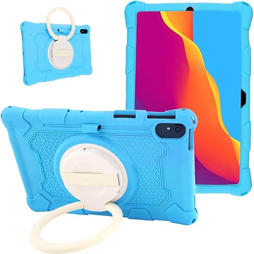 Miniatura 3 de Funda de silicona con mango giratorio de 360 grados, correa de mano, correa de hombro/soporte para bolígrafo compatible con Samsung Galaxy Tab