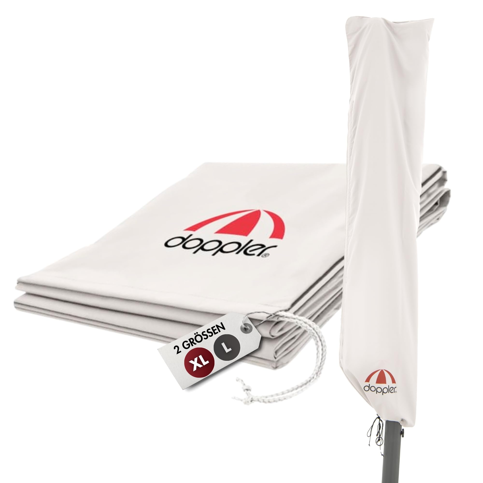 Doppler Gartenschirm Hülle XL für Pendelschirm I Schutzhülle für Sonnenschirm mit max. ø 400cm I witterungsbeständige Schirmabdeckung mit Reißverschluss & Bedienstab