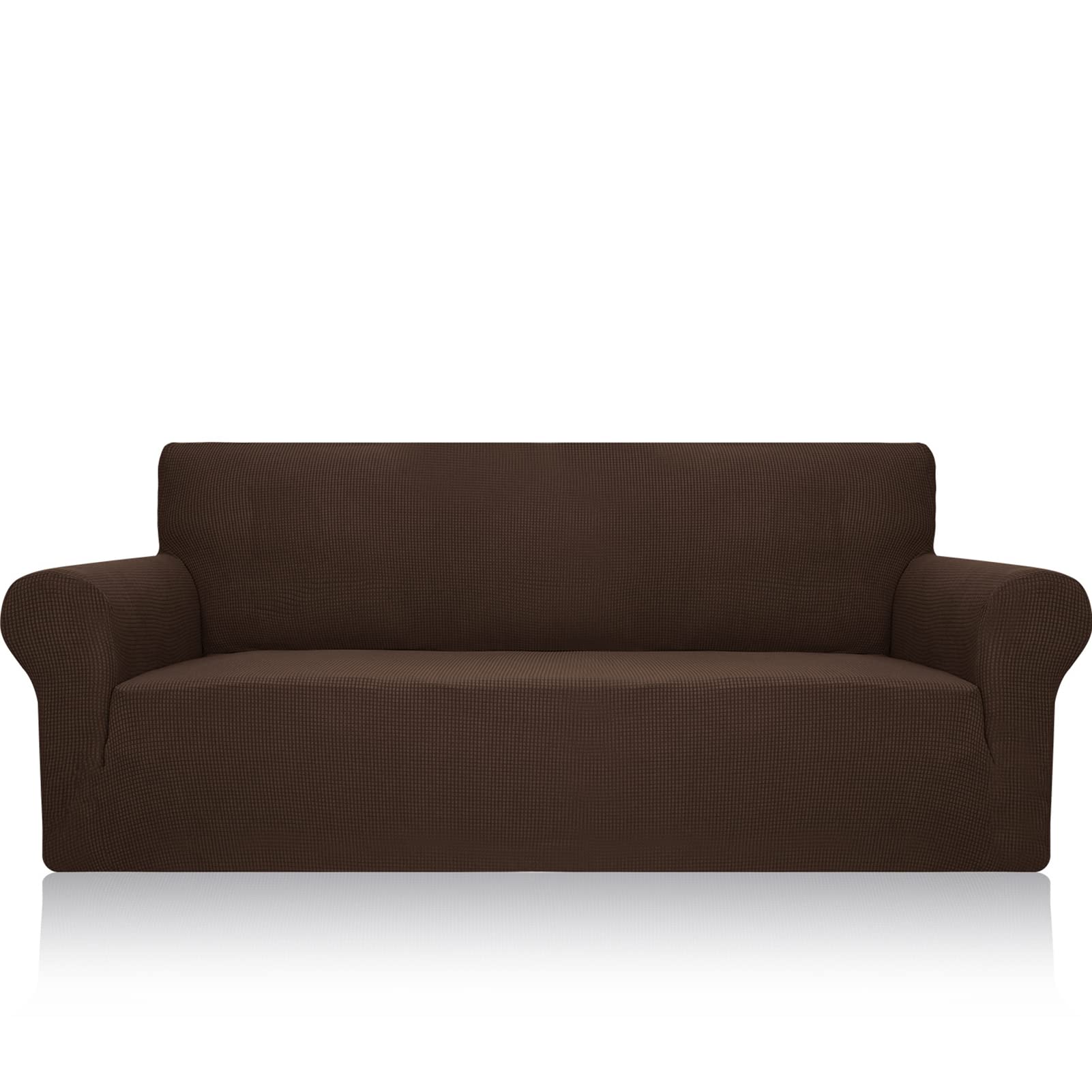 Housse canapé extensible 3 places jacquard café foncé salon