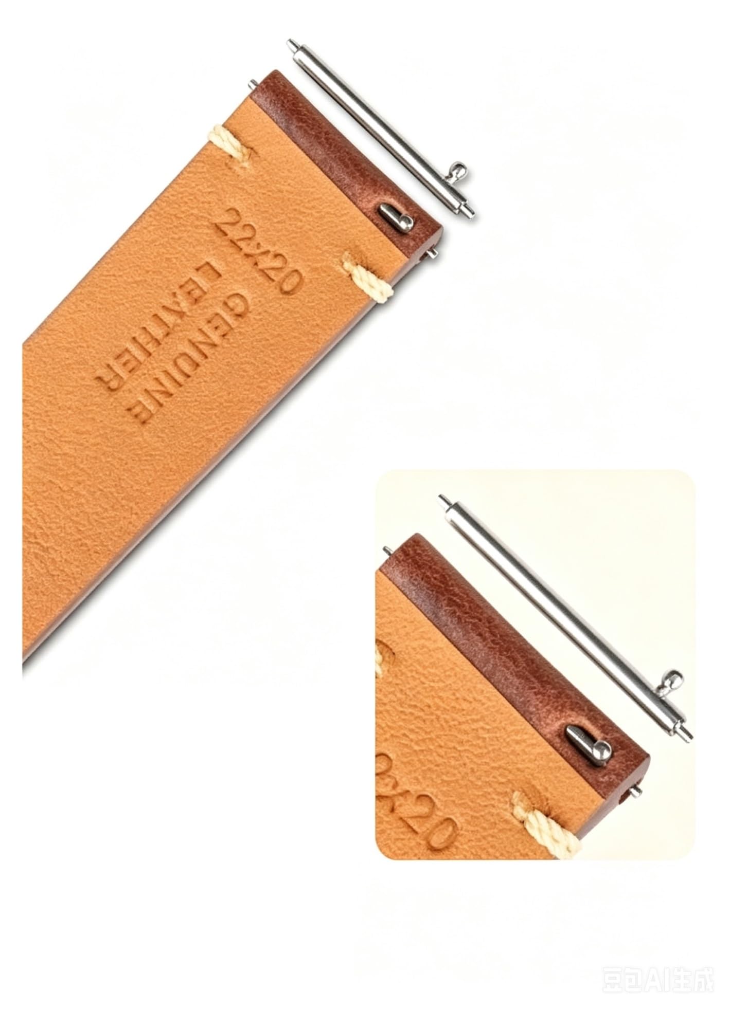lidianhuan Bracelet de montre à dégagement rapide avec fermoir papillon, cuir