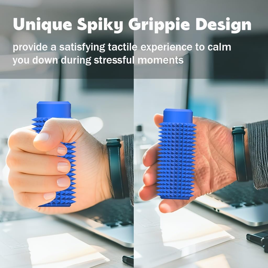 Little Ouchies Fidget - Pocket-Sized Stim Keychain with Spiky Grippie Design, Anxiety & Stress Relief Sensory Toy for Adults, Unique Gifts for Friends & Family (Blue)