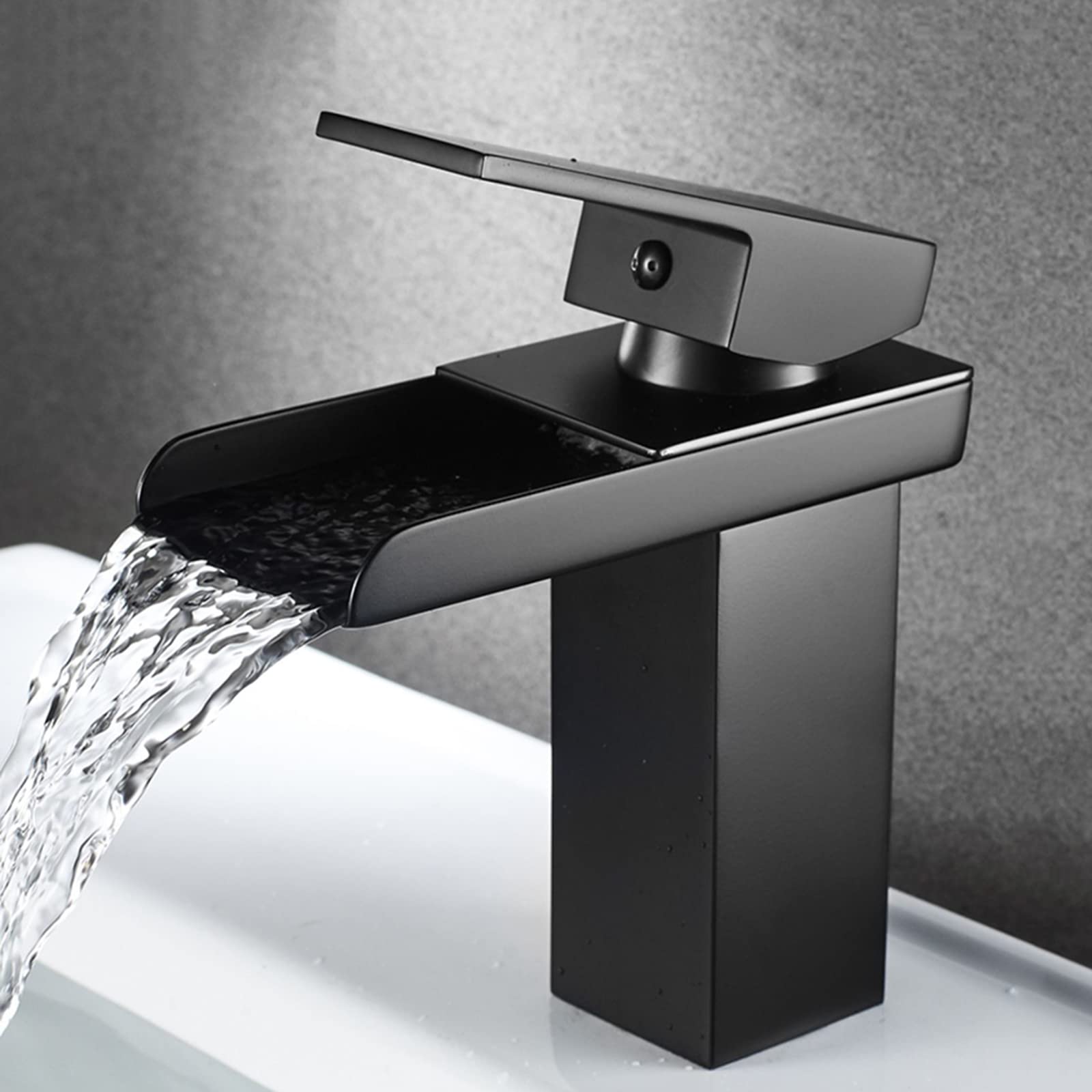 Mitigeur de lavabo cascade noir en acier inoxydable premium pour une robinetterie durable