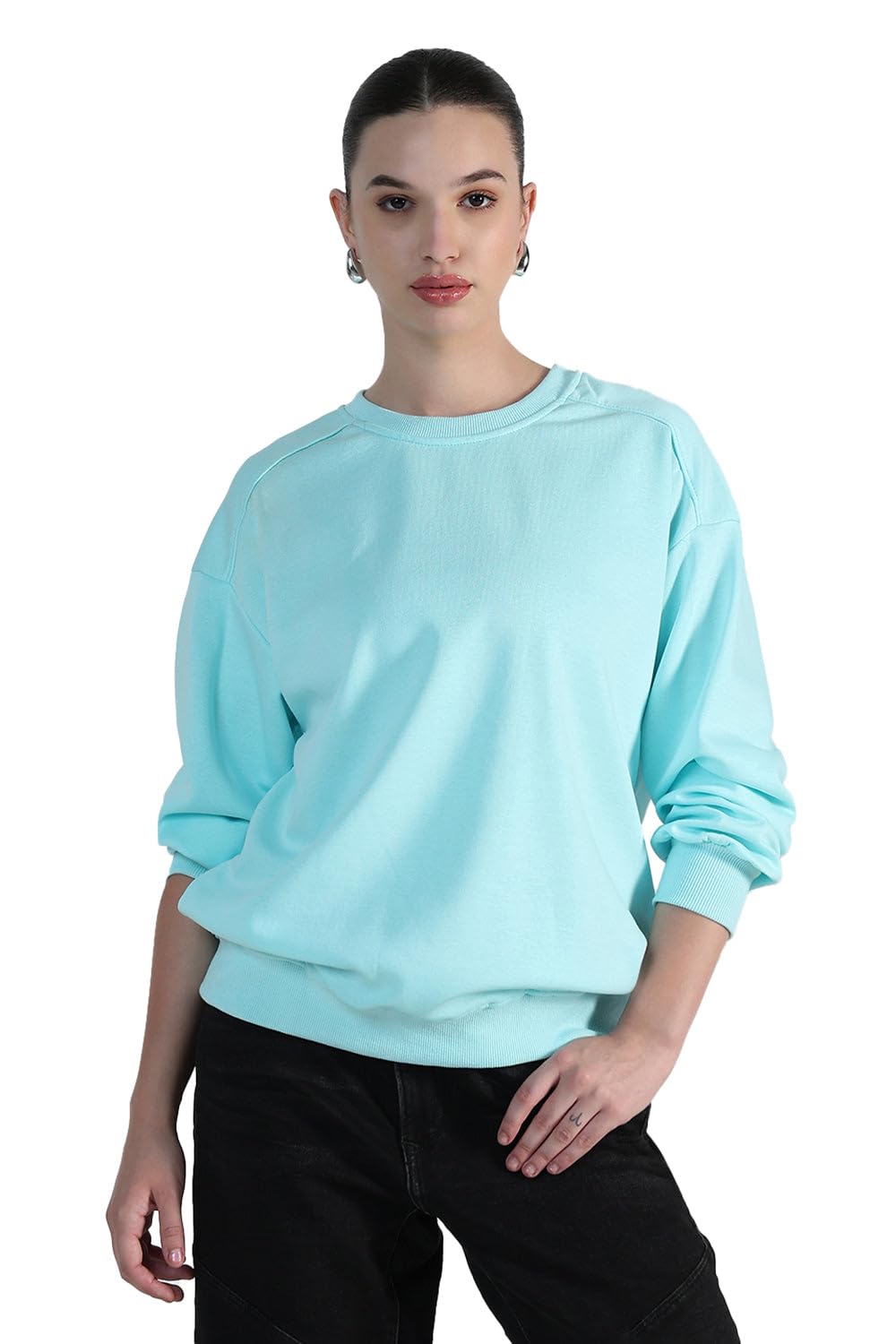 showoffff Edition Women's Blue Oversized Sweatshirt-CHN-06_Blue-P-picture-33