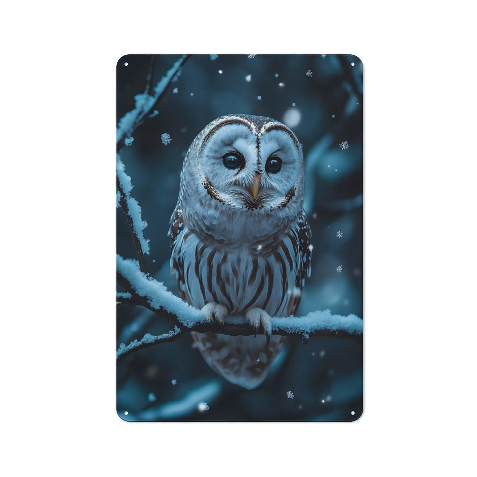 Junmoney Style-22 Snowy Owl Portrait Poster, Picture, Metal Print, Paint By Suiiarts Decorative Tin Sign 30X20cm, Old Fashioned Vintage Wall Decor For Lounge, Study, Pub Or Wall Gallery