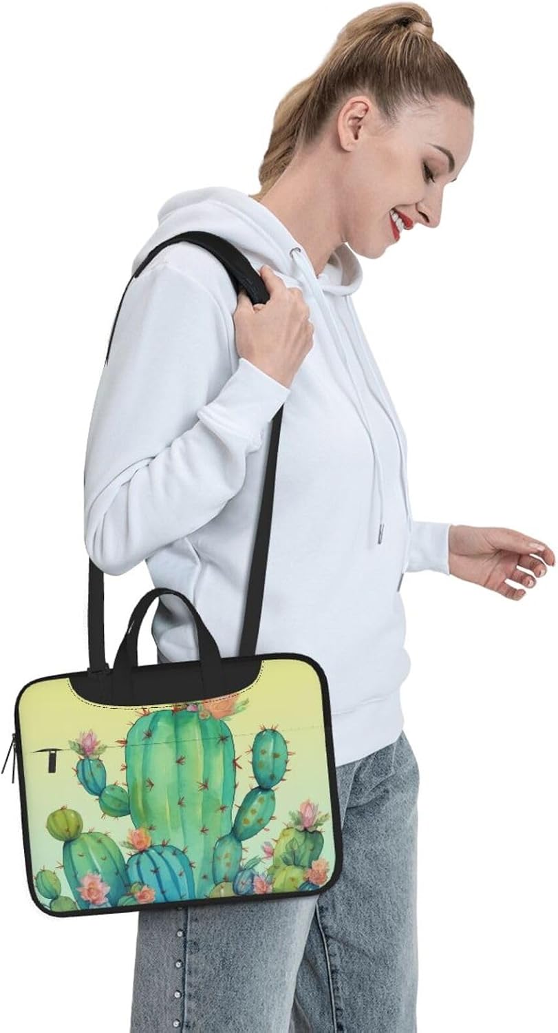 Funny Cactus Laptop Bag 14 inch Business Briefcase for Men Women Water Resistant Laptop Shoulder Bag image 3